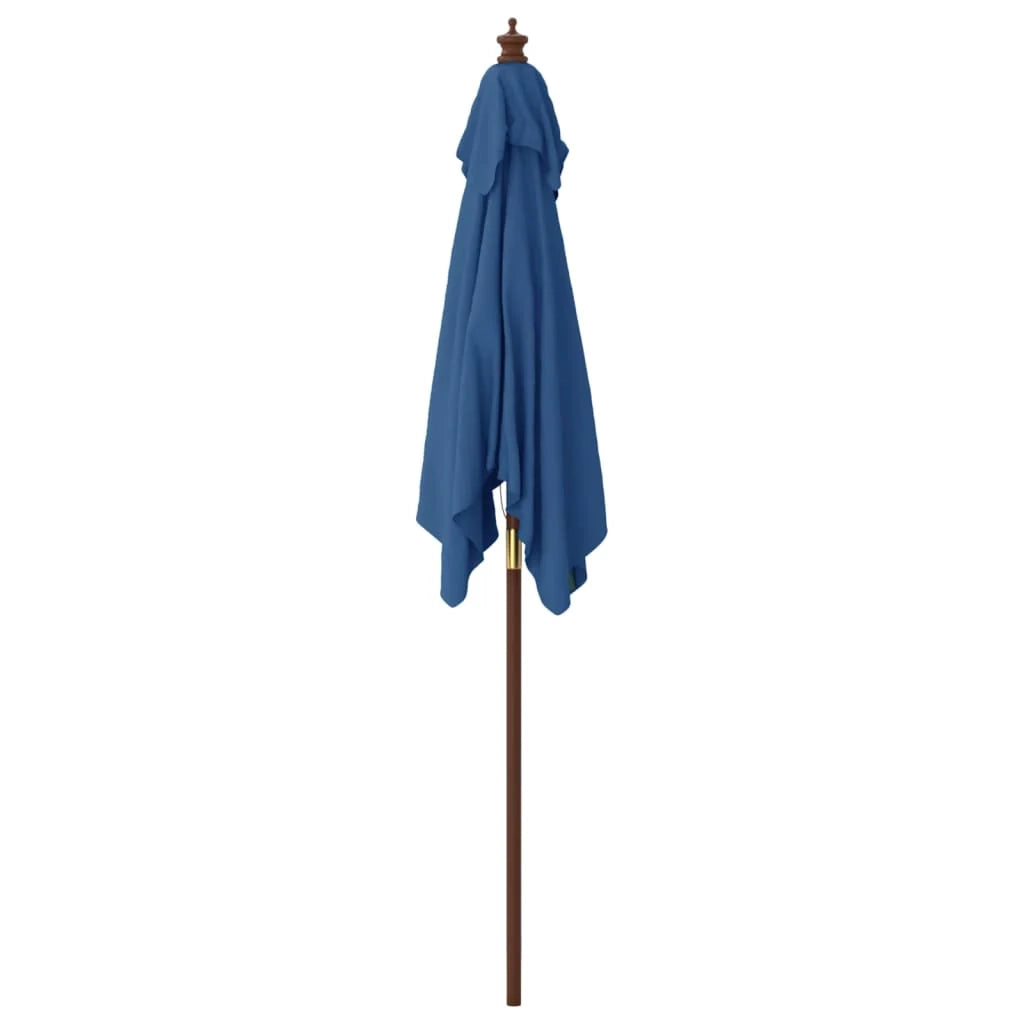 Ombrellone da giardino con palo in legno 198 x 198 x 231 cm blu 02_0008338