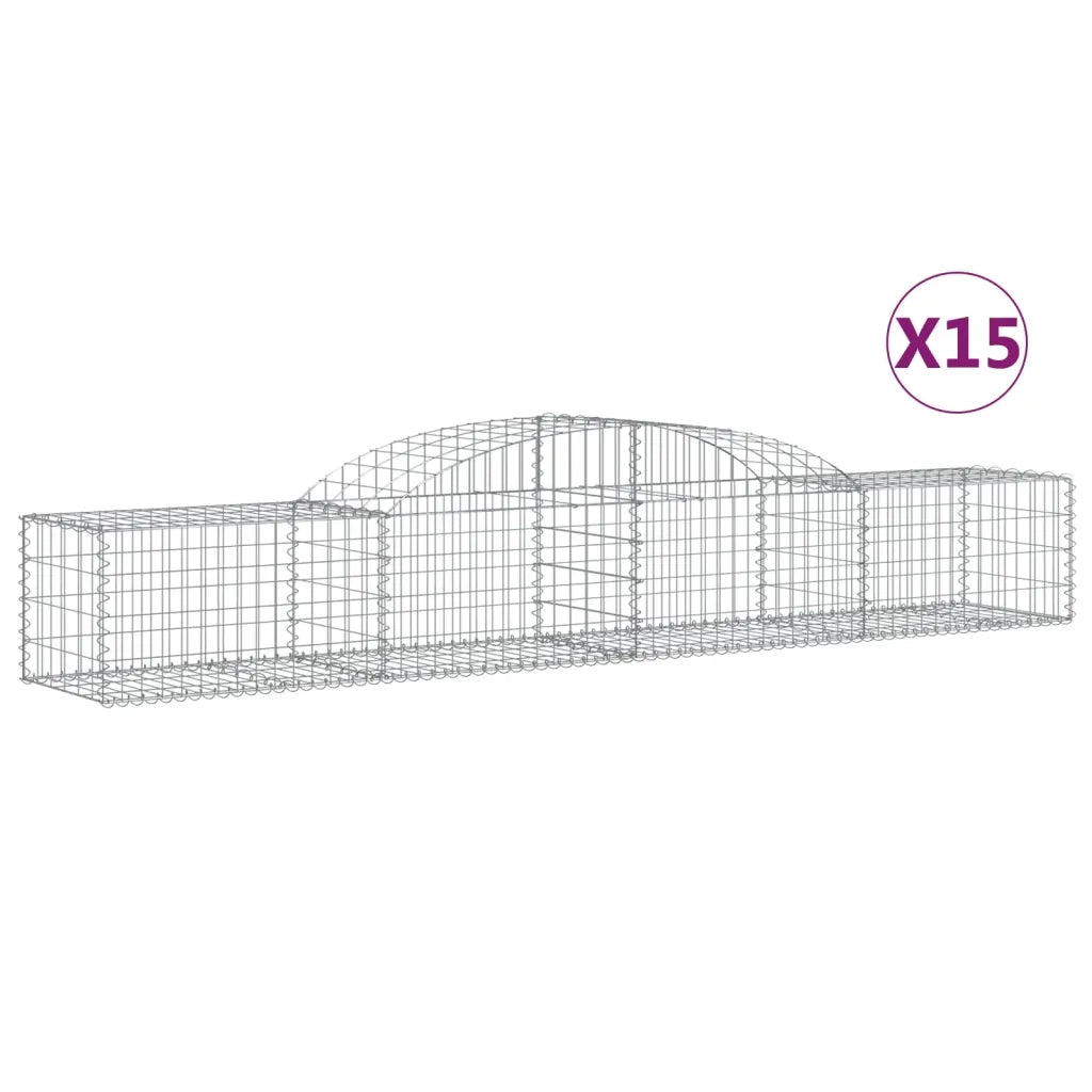 Cesti Gabbioni ad Arco 15 pz 300x50x40/60 cm Ferro Zincato 3146659