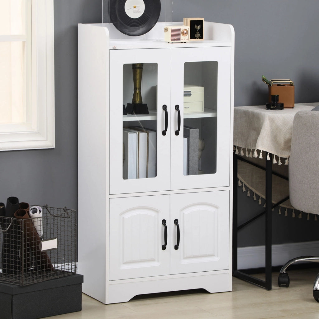 Libreria con ante a vetro scaffale regolabile ¨C zephmum ¨C bianco 60x30x116cm