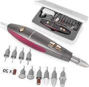 Set di manicure - Set di manicure elettrico professionale con 10 pezzi di applicazione e luce LED grigio