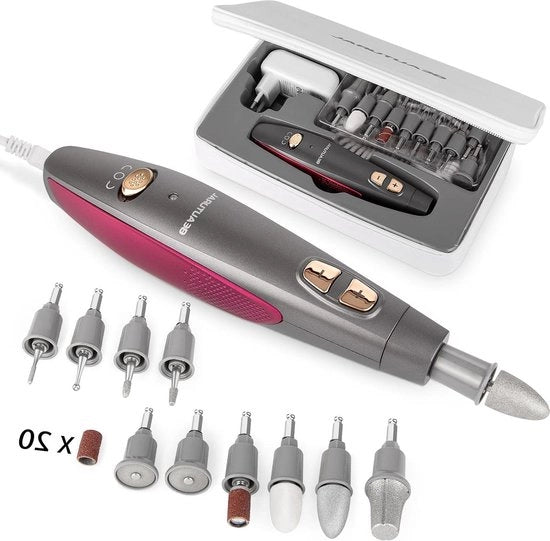 Set di manicure - Set di manicure elettrico professionale con 10 pezzi di applicazione e luce LED grigio
