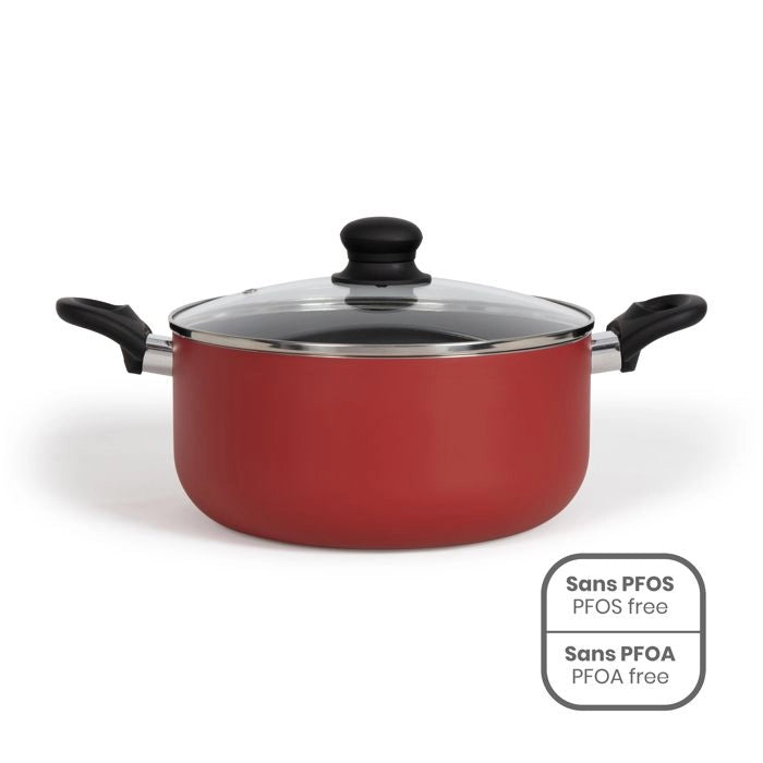 Forno olandese da 24 cm - LIVOO - MEP150R - Antiaderente senza PFOA né PFOS - Manici in silicone - Adatto a tutti i piani cottura, inclusa l'induzione