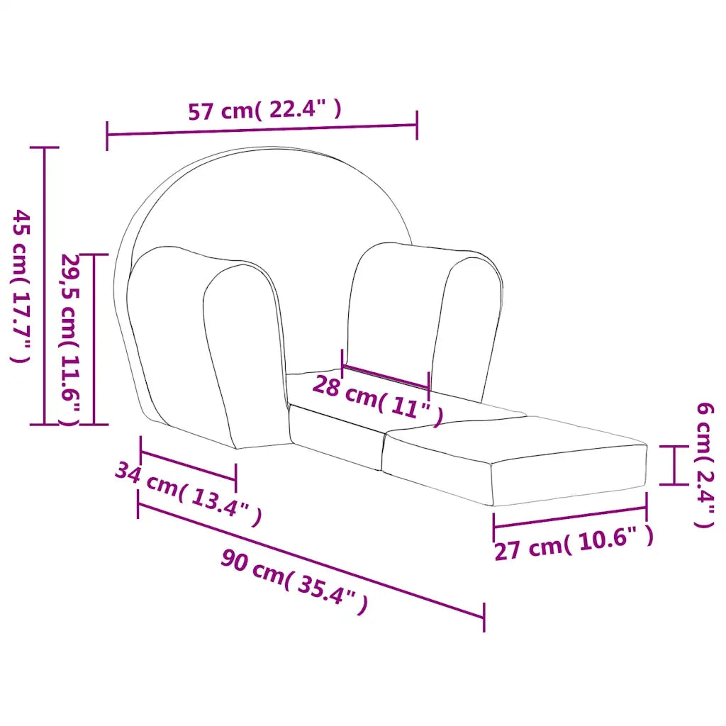 Divano Letto per Bambini-Sofa Letto-Daybed-Divanetto Crema in Morbido Peluche 695321