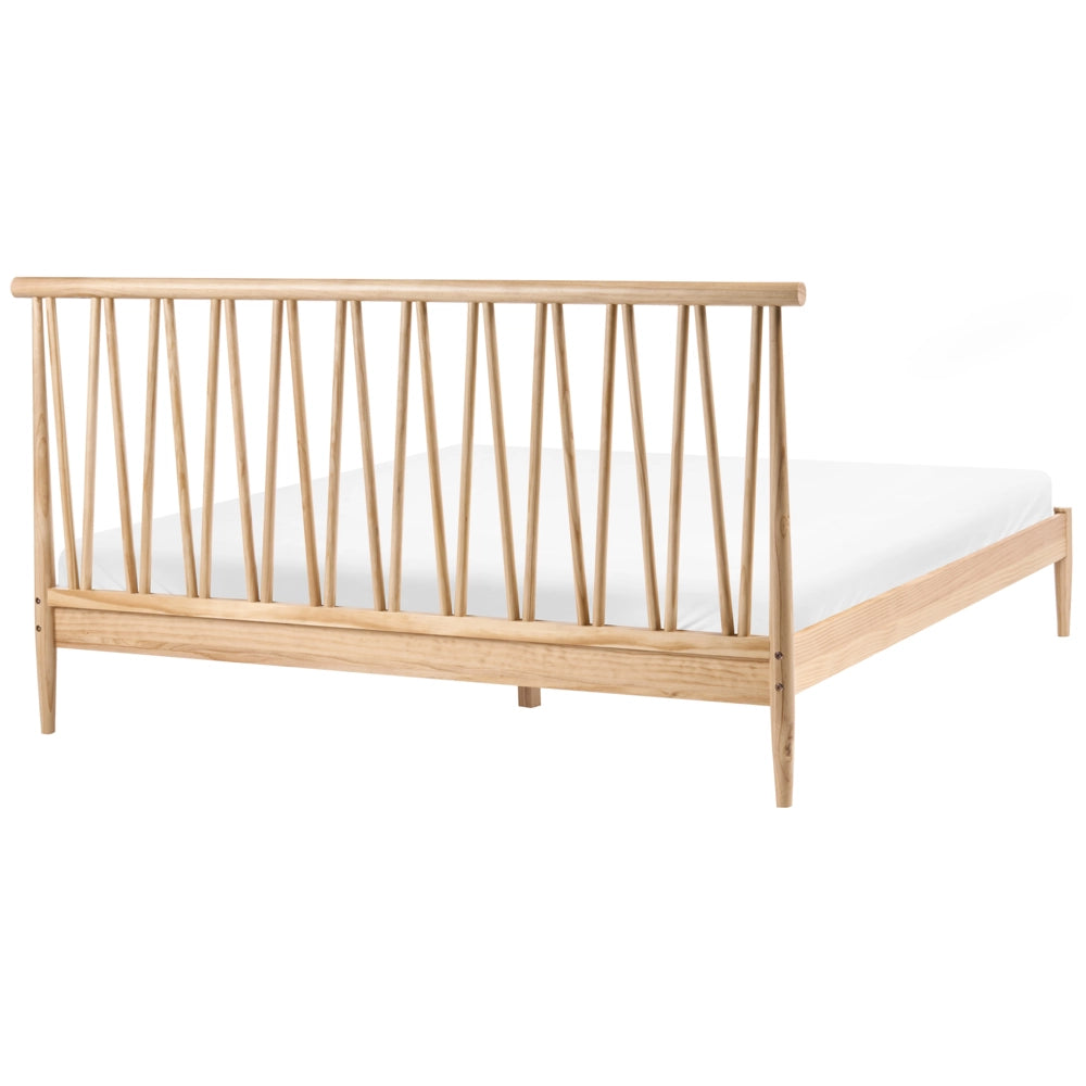 Letto matrimoniale con testiera e struttura in legno di pino con doghe 180x200cm marrone chiaro camera da letto stile moderno