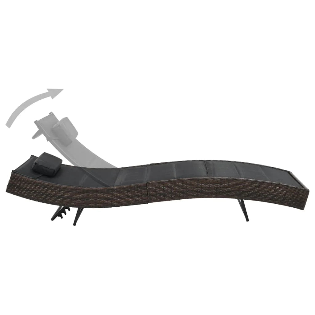 Lettino prendisole sedia a sdraio lettino prendisole letto da giardino mobili da esterno per patio resina intrecciata e textilene marrone 02_0012921