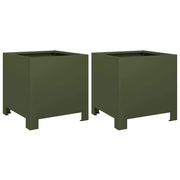 Fioriera rialzata per piante fiori giardino terrazze set da 2 verde oliva 30 x 30 x 30 cm acciaio verde 02_0039079