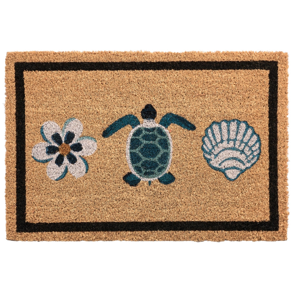 Tappetino in fibra di cocco naturale con fondo antiscivolo 40 x 60 cm decorazione antiscivolo motivo tartaruga tappetino di benvenuto