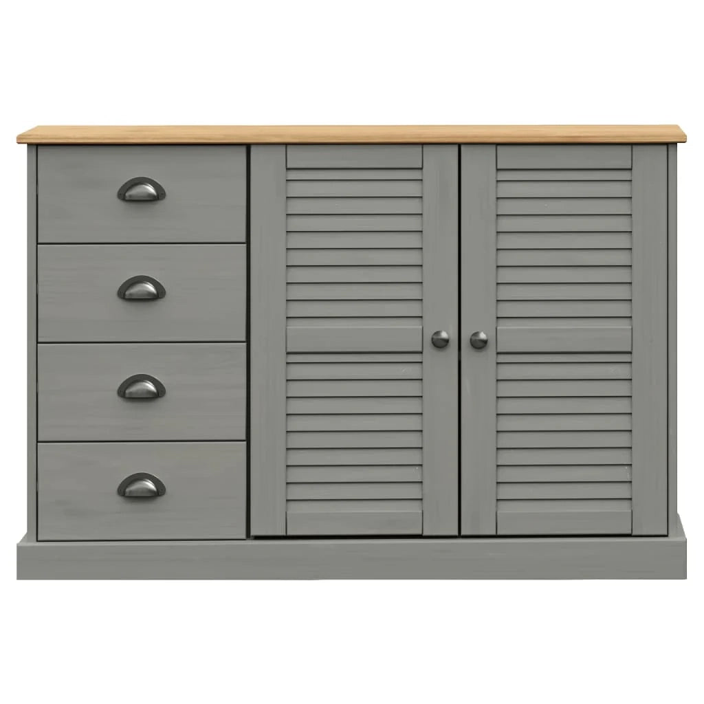 Buffet credenza cassettiera armadio mobile contenitore organizer per cucina soggiorno salotto con cassetti 113 x 40 x 75 cm legno di pino massiccio grigio 02_0030135