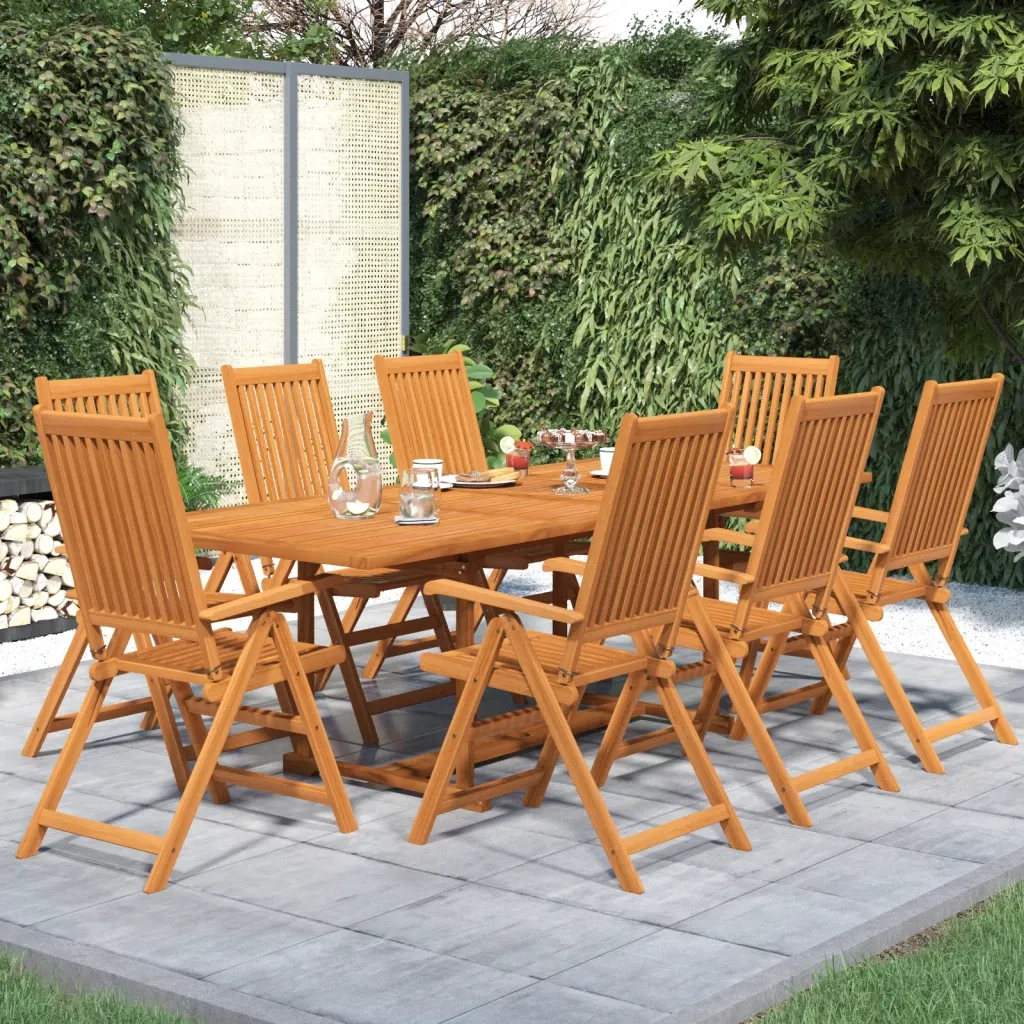 Set Mobili da Pranzo per Giardino 9 pz Legno Massello di Acacia 160-240 cm 3079642