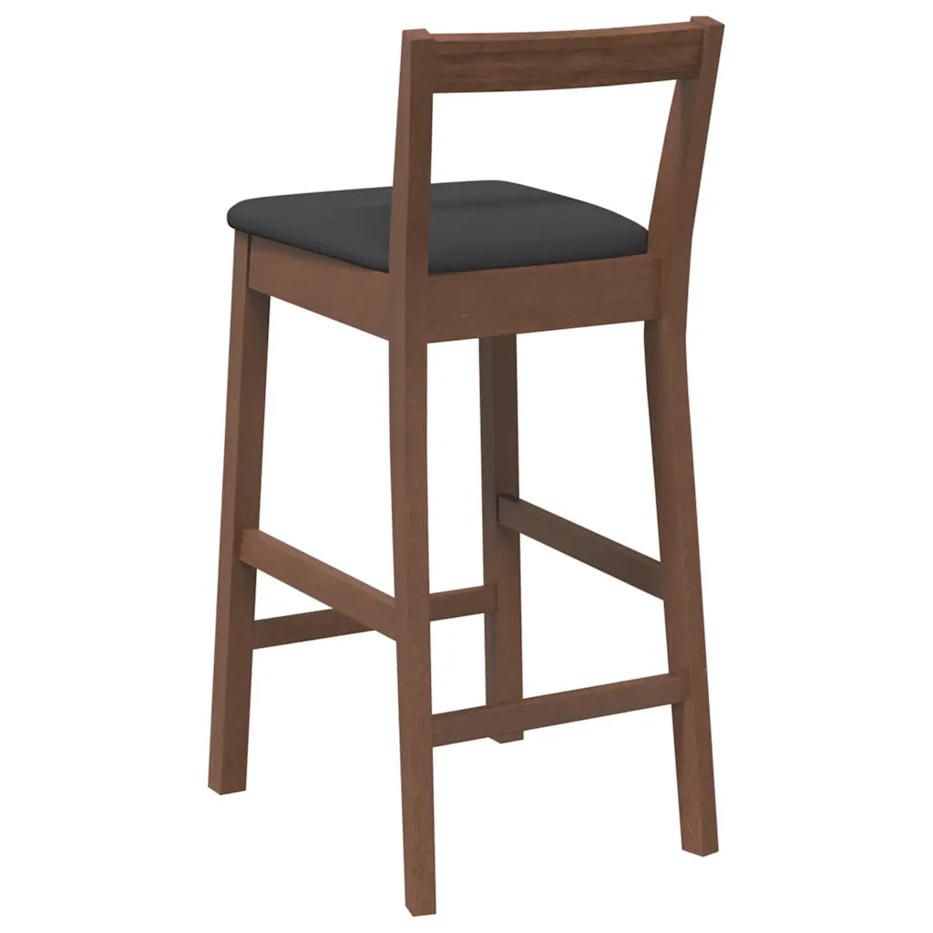 Sgabelli da Bar con Cuscini 2pz Marrone Legno Massello di Hevea