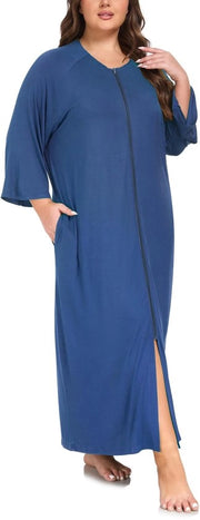 Camicia da bagno per donne plus size in cotone denso lunga leggera con cintura amichevole e chiusura a righello casa amichevole oversized per donne