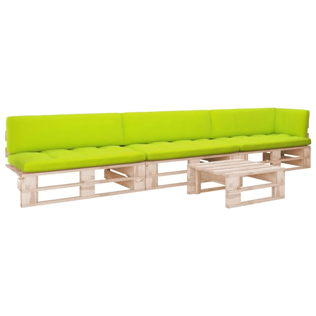 Set Divani su Pallet 4 pz e Cuscini in Legno di Pino Impregnato cod mxl 56833