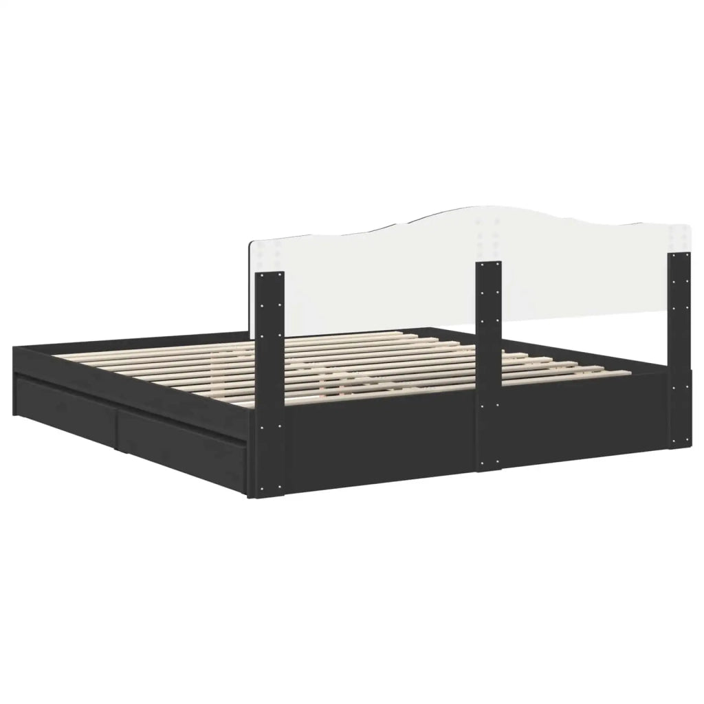 Letto con Contenitore Nero 200 x 200 cm Legno multistrato