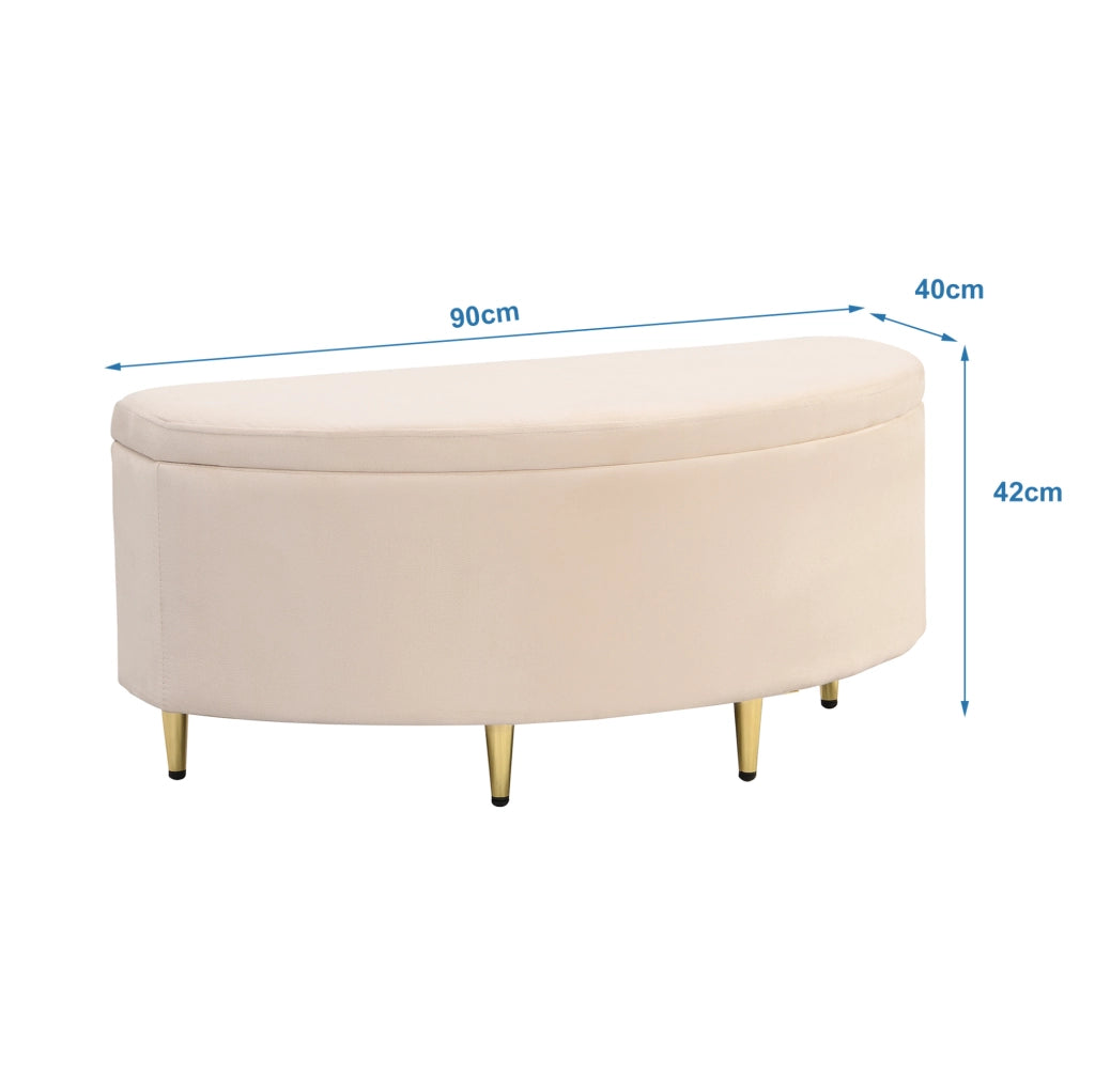 Letto imbottito 90x200 cm con testiera regolabile e rete a doghe in velluto beige