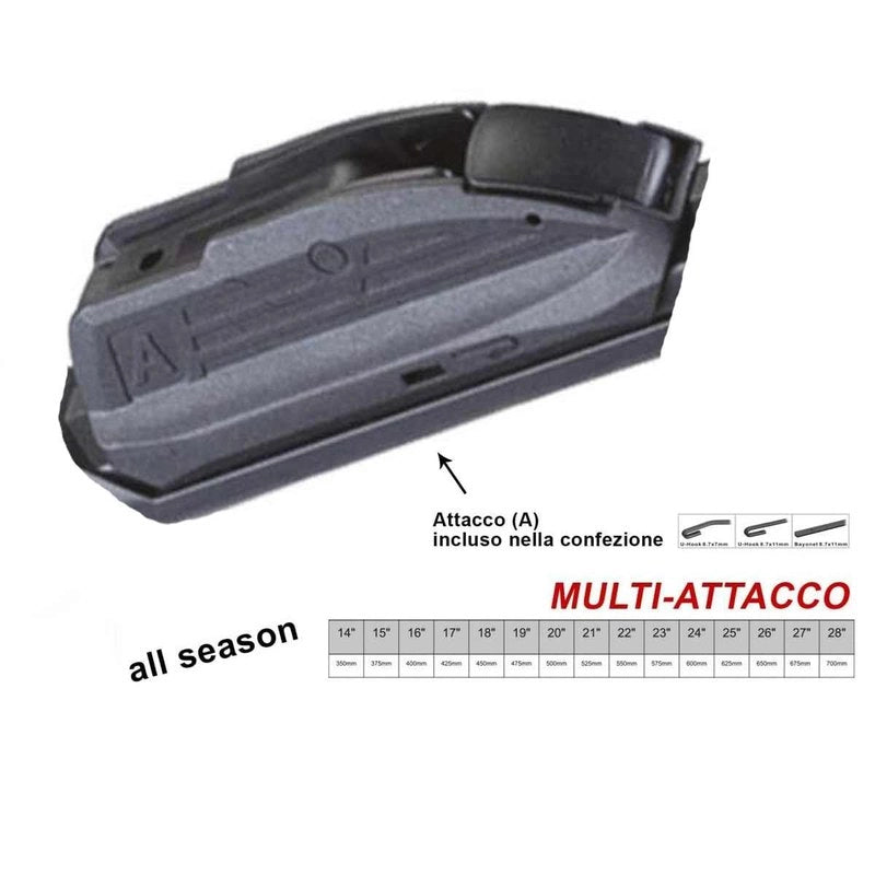 Kit 12 Attacchi Connettori Adattatori Raccordi Per Spazzole Tergicristallo S985 Flat e T191 Ibrida Flat e T191 Ibrida