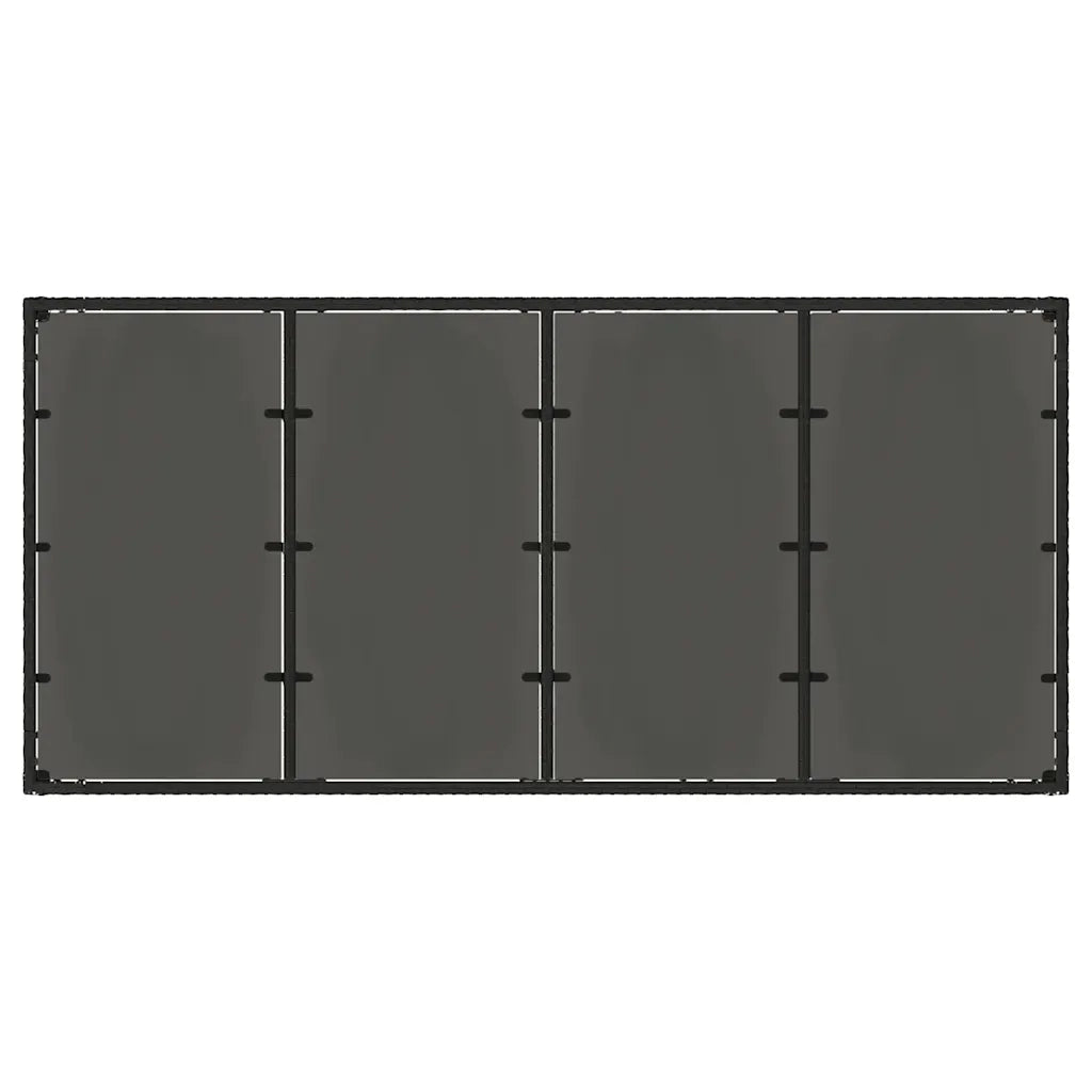 Tavolo da Giardino | Tavolino da esterno Piano in Vetro Nero 190x90x75 cm Polyrattan