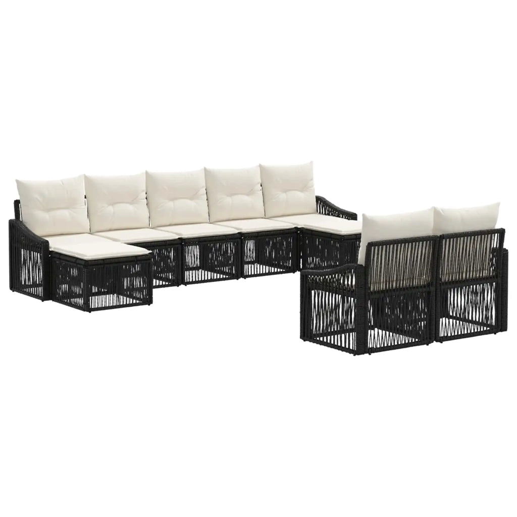 Set Divano da Giardino 9 pcs Nero polyrattan 3436132
