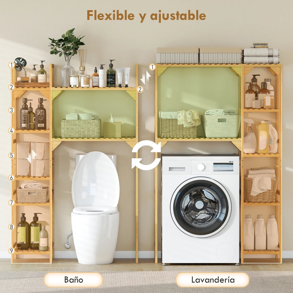 Mobile per Lavatrice in Bamb¨´ con Ripiani Regolabili ¨C zephmum ¨C Legno Naturale