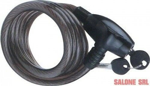 LACCIO ANTIFURTO ACCIAIO PER MOTO E BICICLETTE DIAM.12X150 CM. TRECCIA IN ACCIAIO RIVESTITA IN PVC