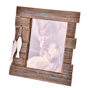Set 2 Porta Foto Legno con Pesci 32x3x34 cm