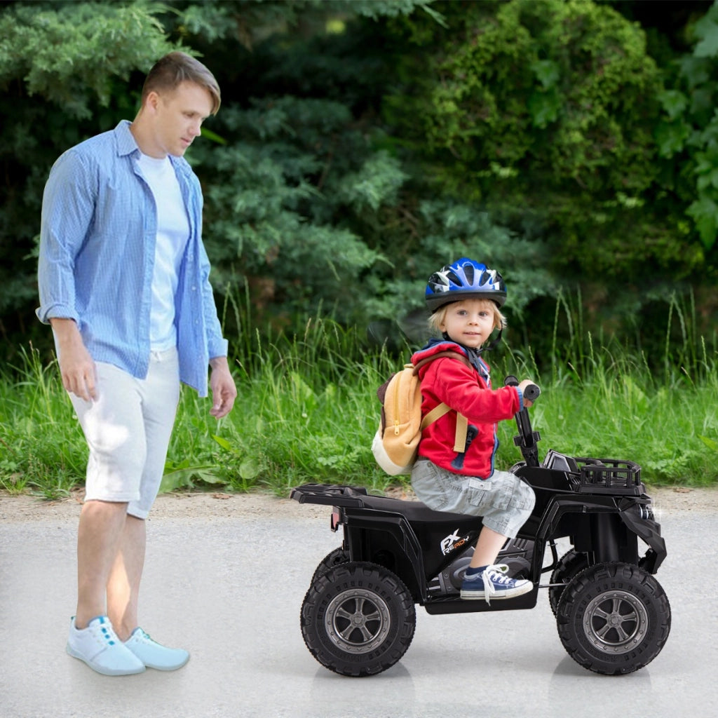 Atv per bambini elettrico quad 4 ruote 6v con avvio a pulsante, Atv per bambini con pneumatici tread e fari led Nero-Macchinine giocattoli
