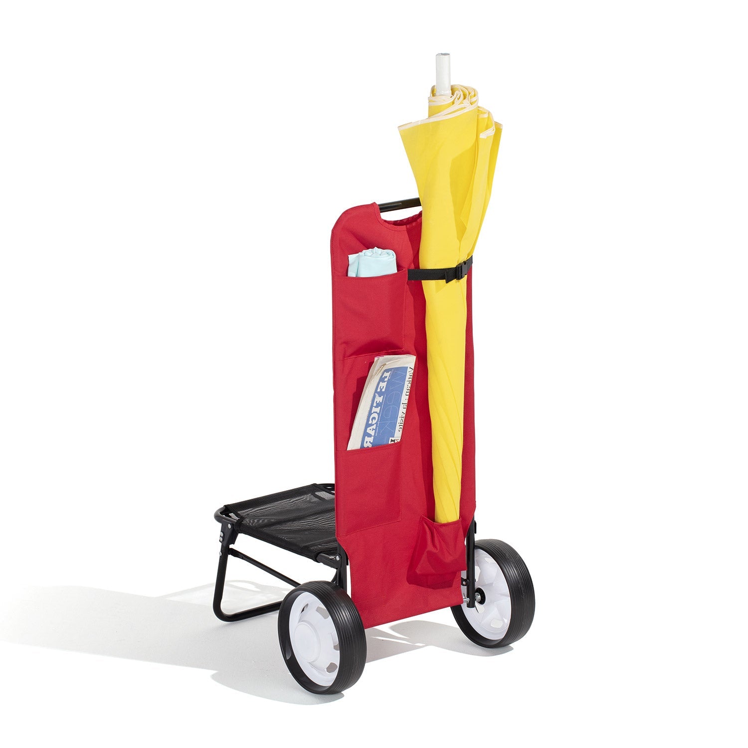 Carrello da Spiaggia PortaOggetti e Porta Ombrellone in Acciaio Beach Rosso