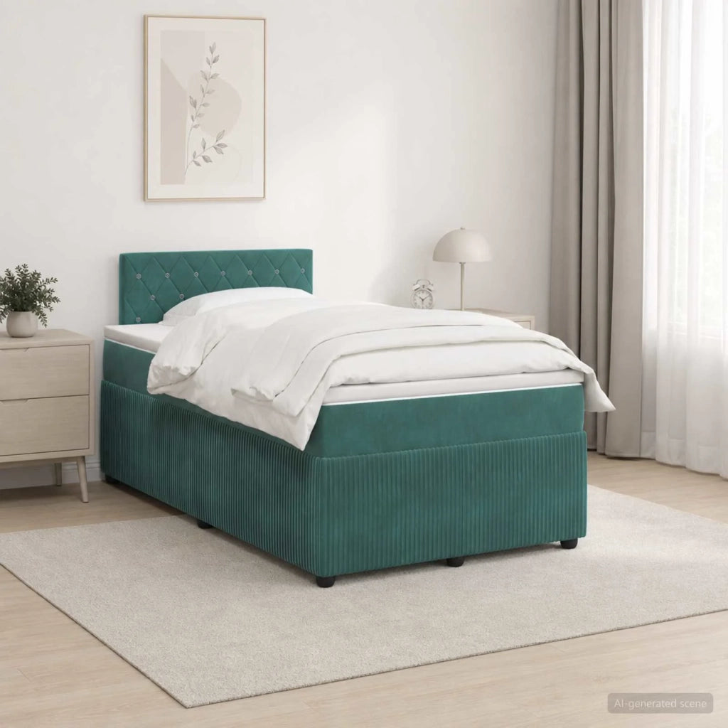 Letto box spring con materasso Verde Scuro 120 x 190 cm Velluto 3453098