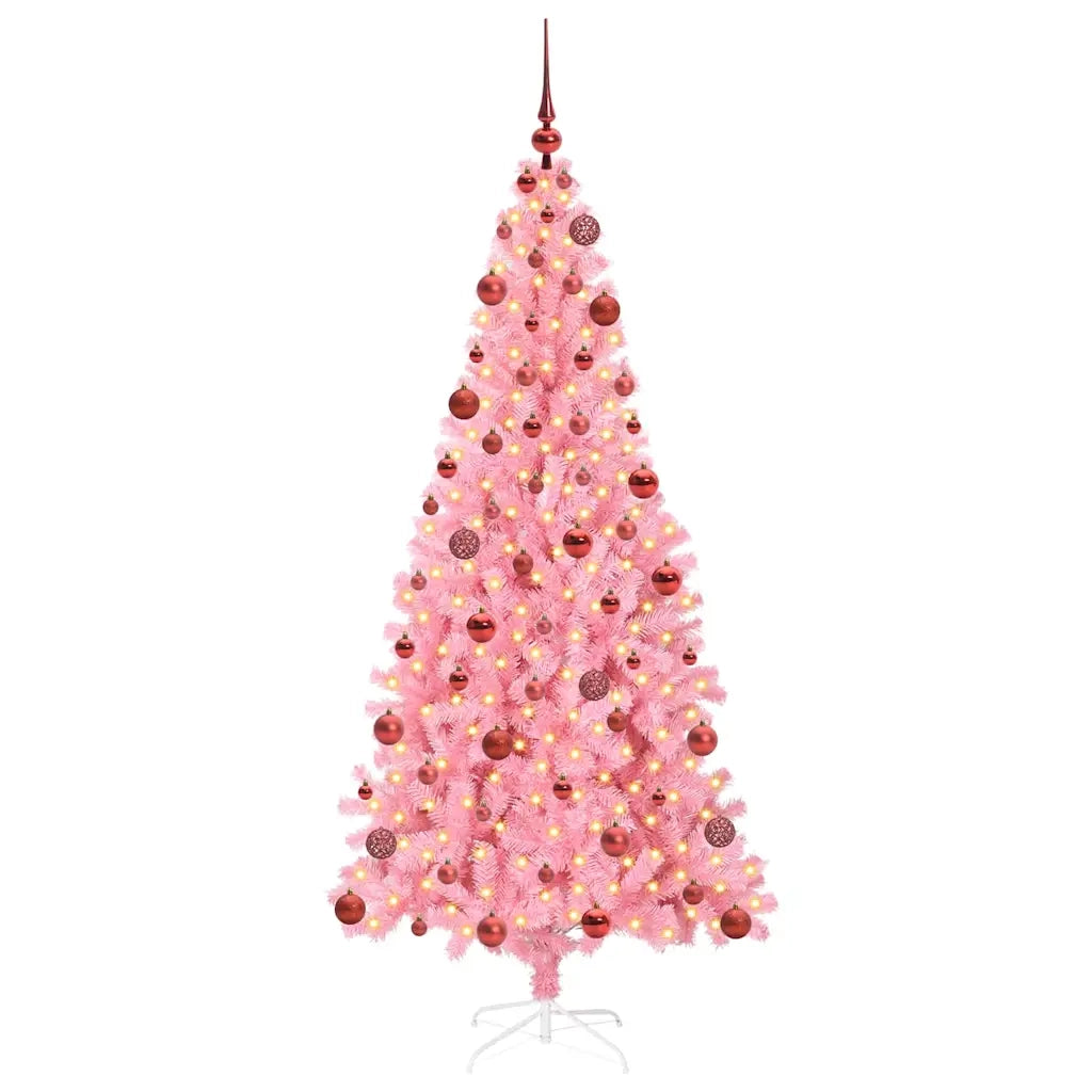 Albero di Natale con 300 LED con supporto-Luci decorative natalizie Rosa 180 cm PVC 357790