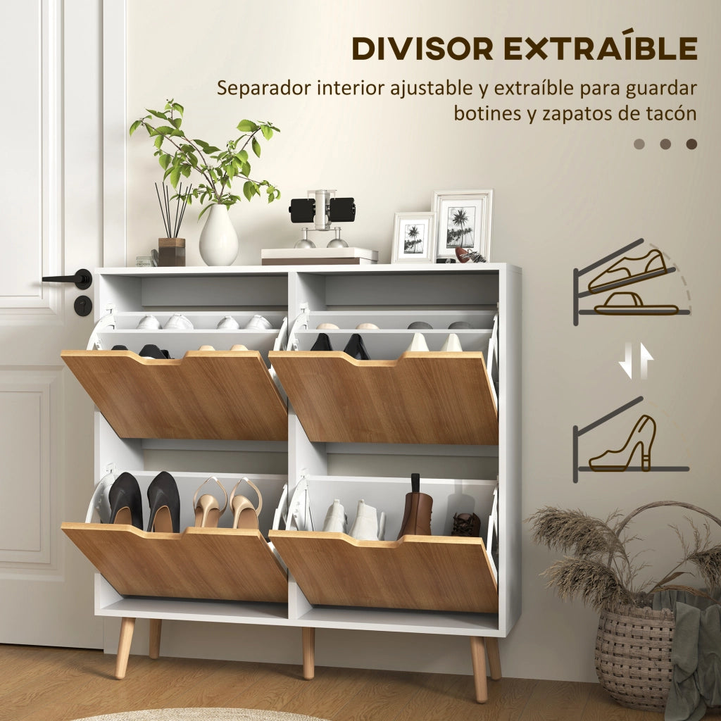Cassettiera con 4 cassetti e ripiani regolabili ¨C zephmum ¨C 95x26x95 cm bianco naturale