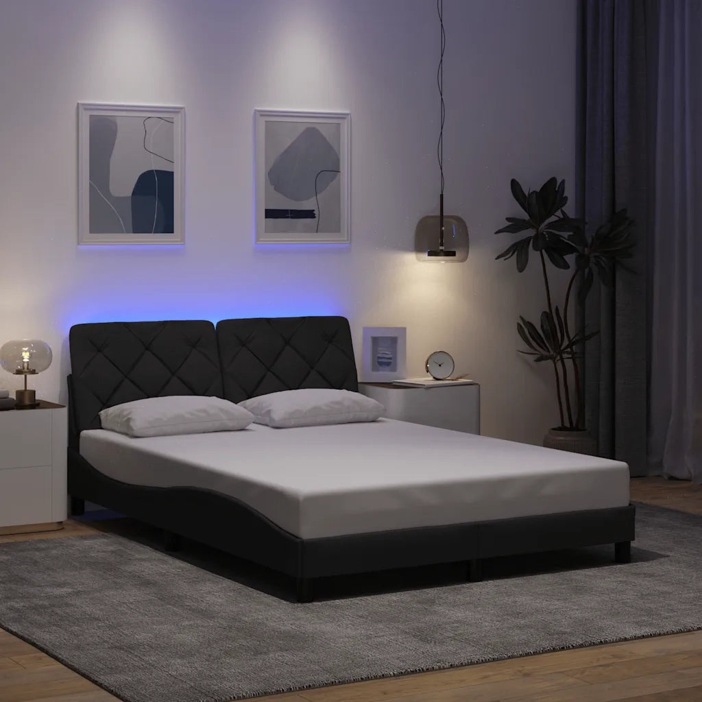Giroletto con LED senza Materasso-Struttura Letto Grigio Scuro 140x190 cm