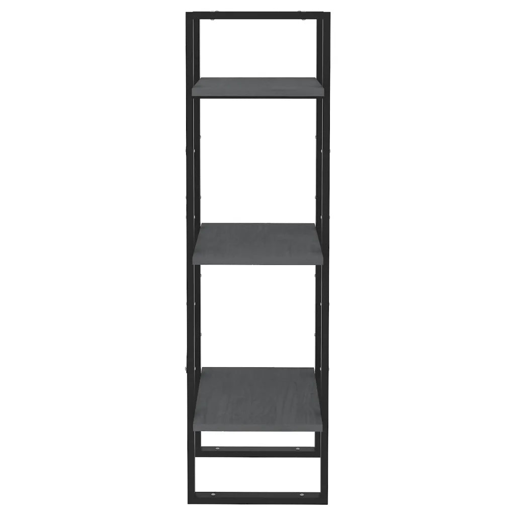 Libreria a 3 Ripiani-Scaffale per Libri-Mobile di Stoccaggio Grigia 40x30x105 cm in Massello di Pino
