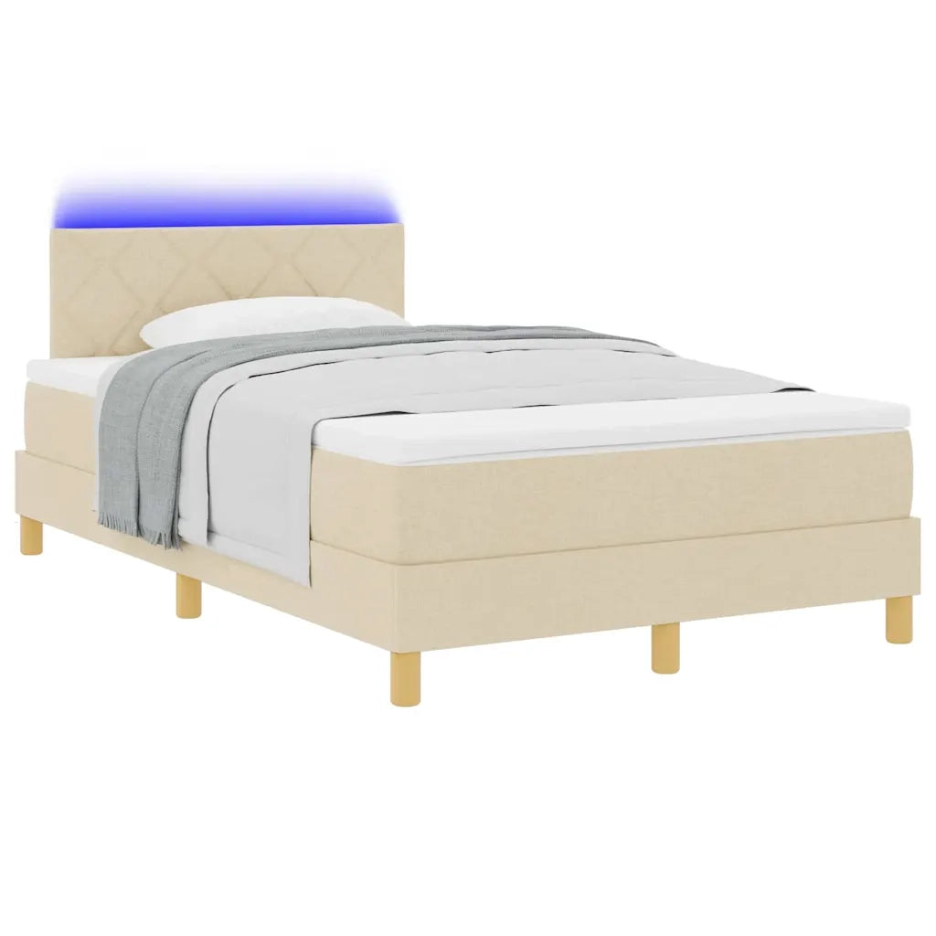 Letto a Sorgente LED con strisce LED Crema 120 x 200 cm Tessuto 3342511