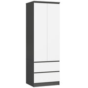 Armadio AKORD S60 Grigia Grafite 60 cm 2 ante 2 cassetti inserto frontale Bianco 60x51x180 cm