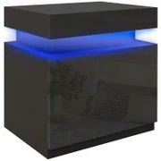 Comodino LED a 16 Colori e 4 Modalità con 2 Cassetti, in Legno, 45x35x52 cm, Nero