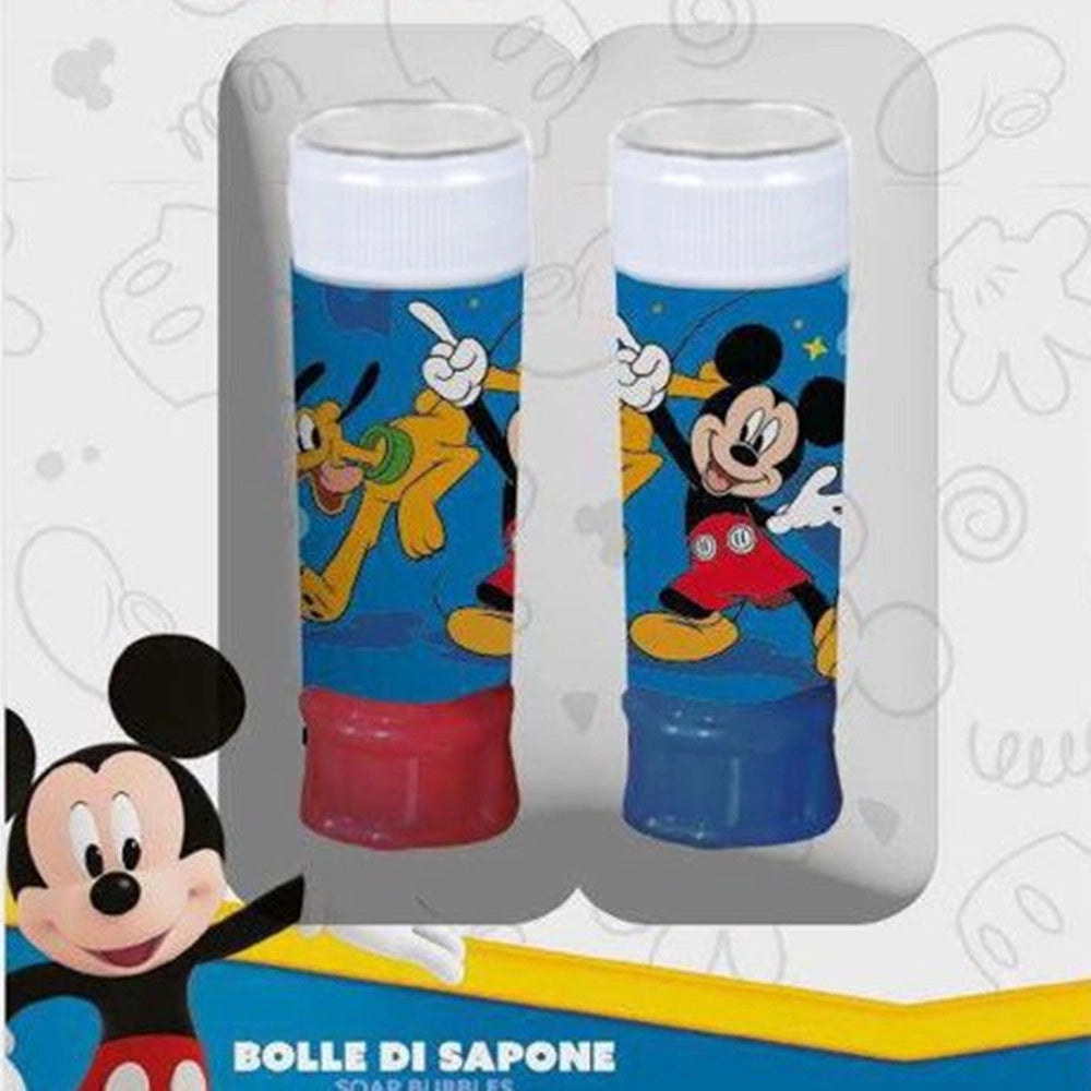 Trade Shop - Set Da 2pz Flacone Bolle Di Sapone Mickey Topolino 60ml Blister Per Gioco Bambini 207995 -