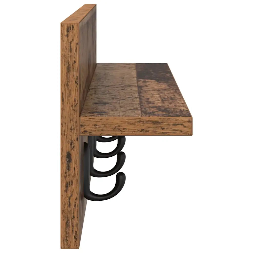 vidaXL Appendiabiti a muro Legno vecchio 60 x 10.5 x 18 cm
