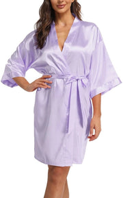 Kimono da notte per donna con tasche e cintura, V-collare, 3/4 manica, set da letto, abito da sposa, abito da sera, colore blu, modello senza marchio.