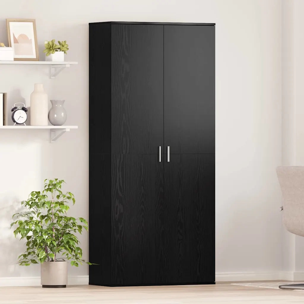 Highboard Rovere nero 80 x 35 x 180 cm Legno multistrato