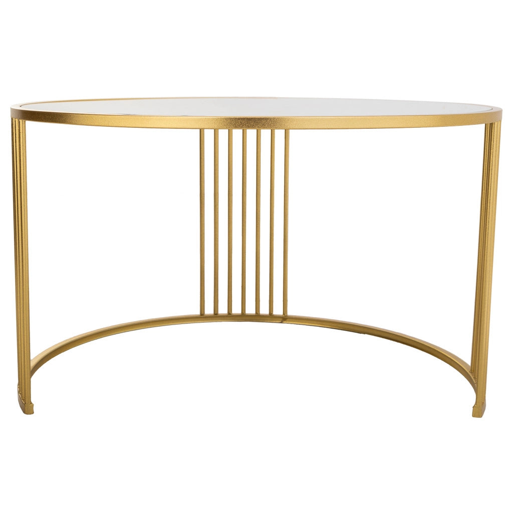 Tavolino rotondo in metallo dorato 80x80x48