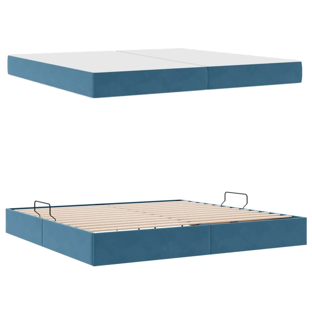 Letto con contenitore e materasso Blu Scuro 200 x 200 cm