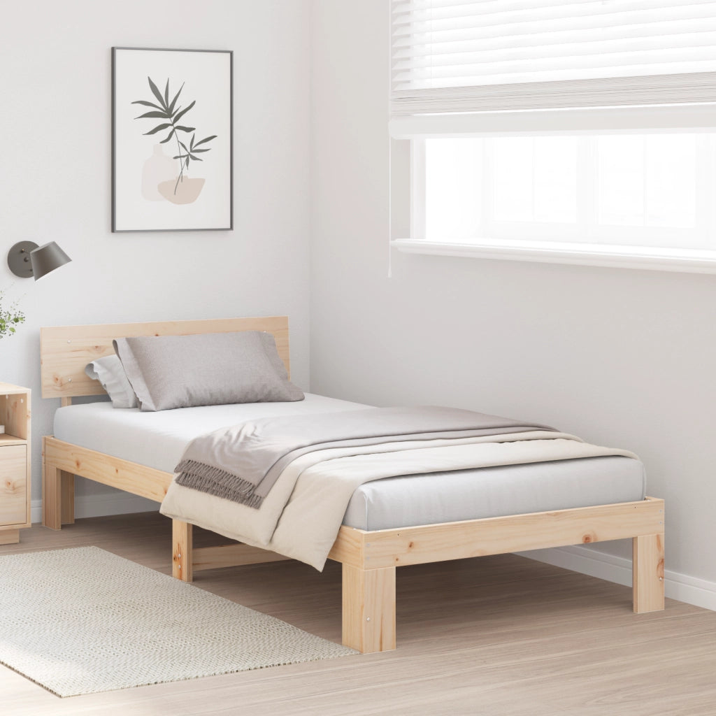Struttura del letto con testiera 80x200 cm in legno massello di pino