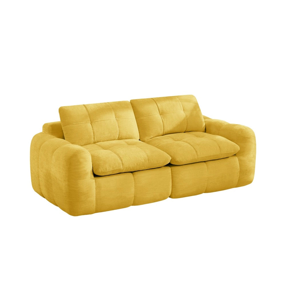Divano 2 posti velluto giallo imbottito ¨C Minimal ¨C 148x82x85cm