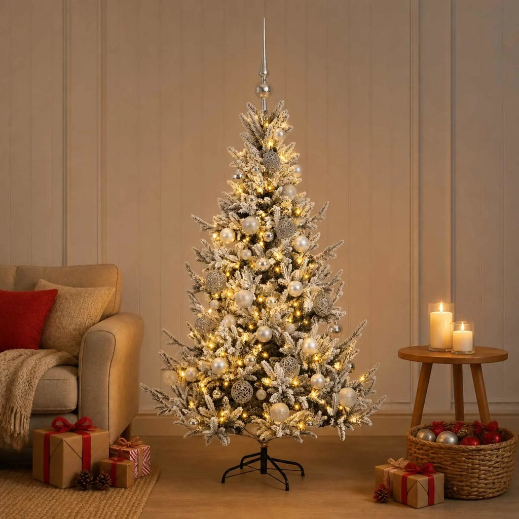 Albero di Natale artificiale con palline 120 cm 150 LED 3465975