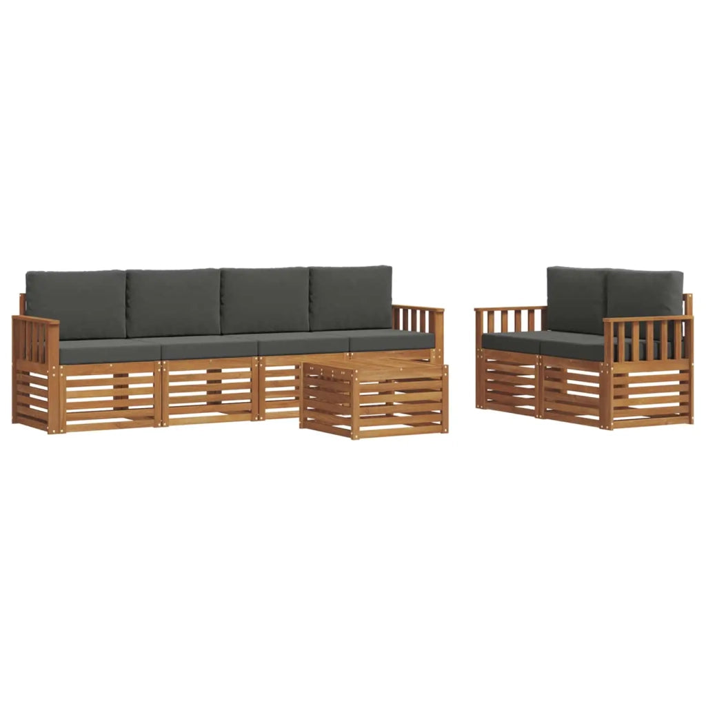 Set di divani da esterno con cuscino 7 pcs Naturale e Antracite