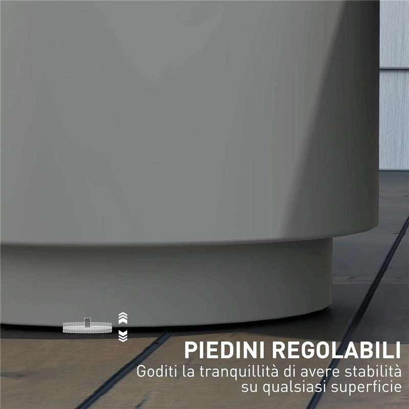 TAVOLINO MULTIUSO CON SECCHIELLO GHIACCIO E COPERCHIO IN CEMENTO E ACCIAIO INOX Ø 37.5X43.5 CM GRIGIO CHIARO