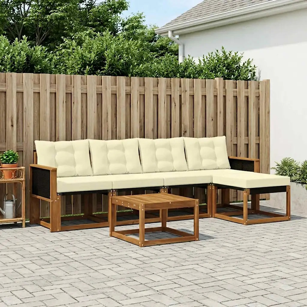 Set di divani da esterno con cuscino 6 pcs Naturale e Crema