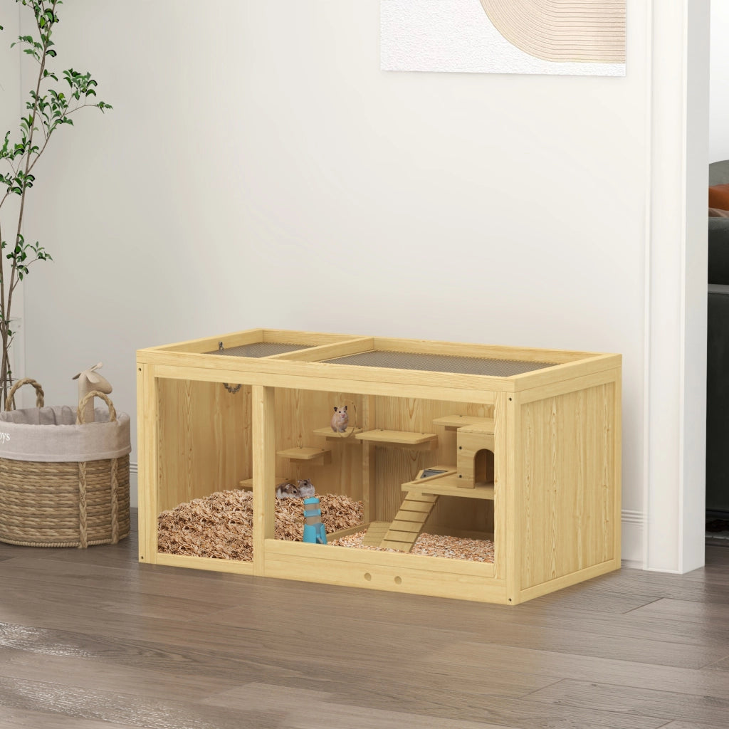 Gabbia per piccoli animali ¨C Xylo ¨C Legno di abete con accessori e beverino, 100x50x50 cm