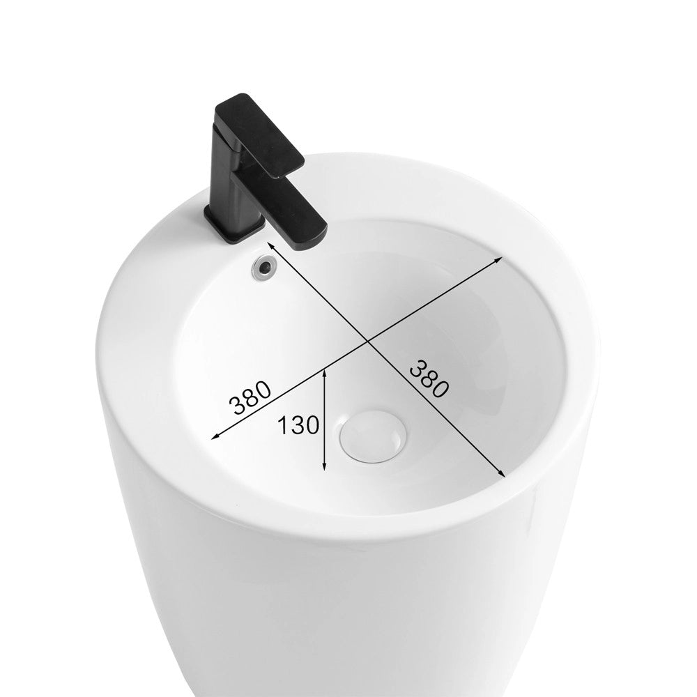 Lavabo freestanding rotondo in ceramica bianco lucido 50x50xH86 – Modello LAV203