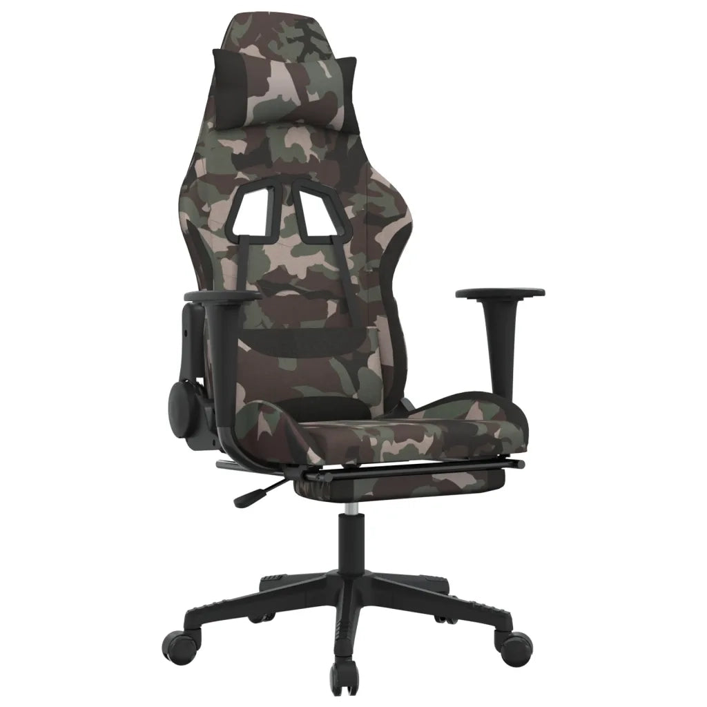 Sedia da Gaming con Poggiapiedi Mimetico e Nero in Tessuto 3143752
