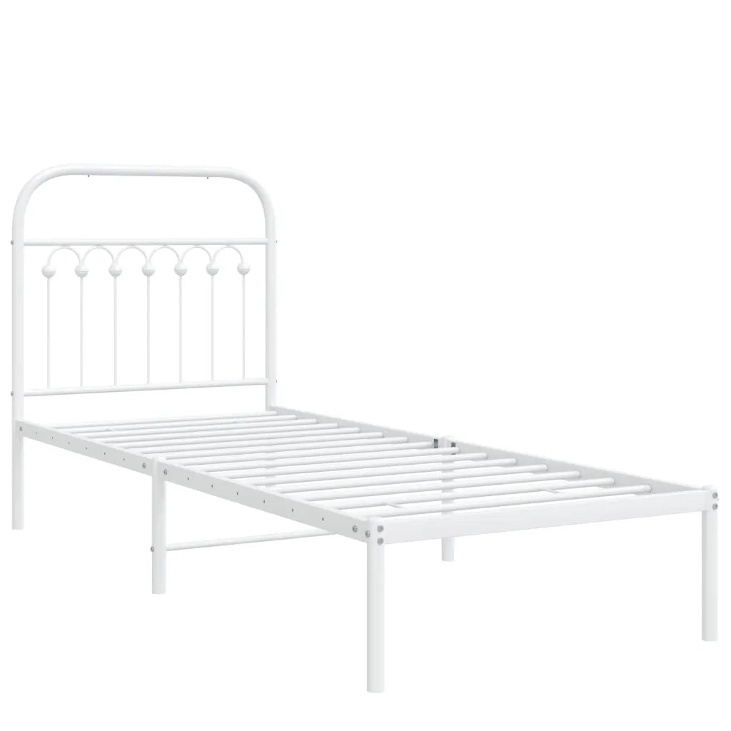 Giroletto senza Materasso con Testiera-Struttura Letto Metallo Bianco 75x190 cm 269934